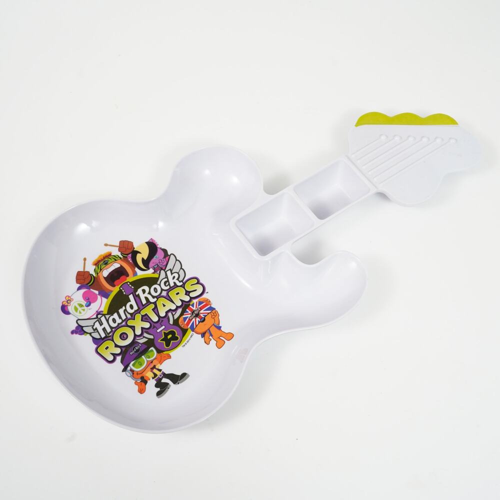 2014 Hard Rock Cafe Roxtars Kids Guitar shaped kids Plate or Dipping Tray snack